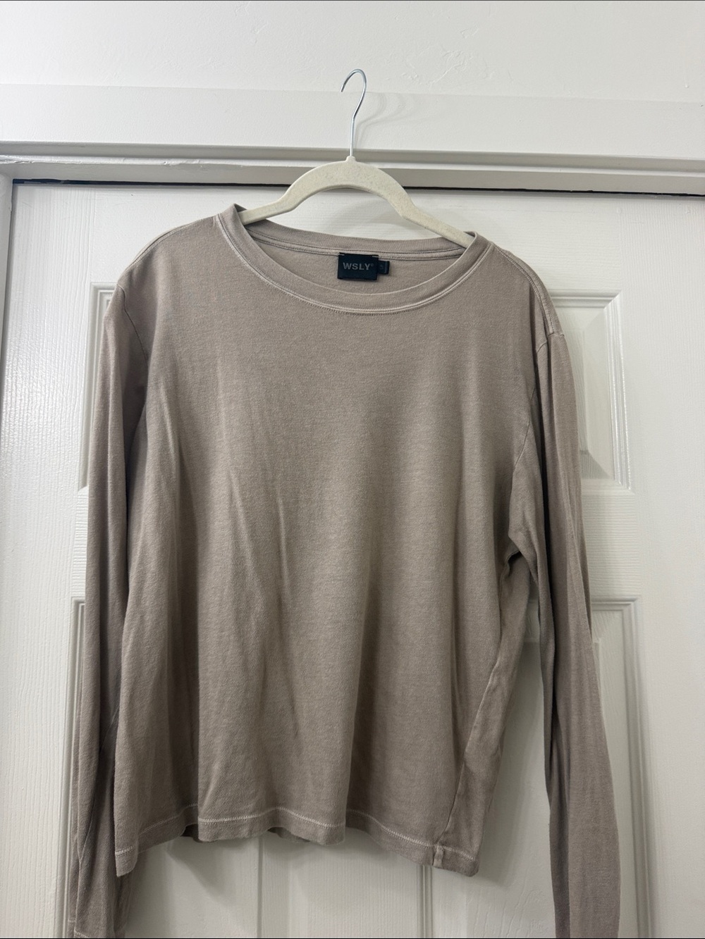 WSLY Taupe Crewneck Long-Sleeve Shirt
